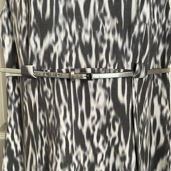Calvin Klein Grey/White Cap Sleeve Empire Waist Shift Dress Size 12 NWT - Picture 4 of 16